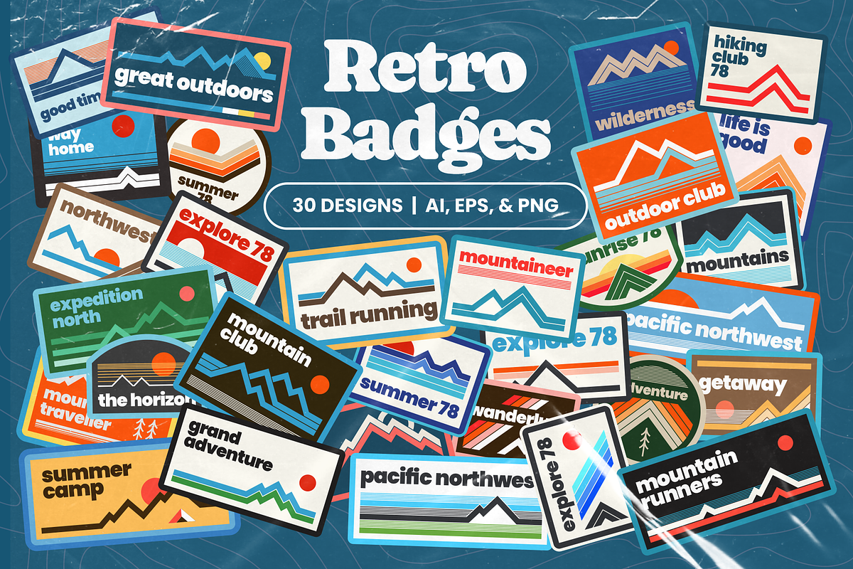 Retro Outdoor Badges, an Illustration by tifftuff (Photo 1 of 6)