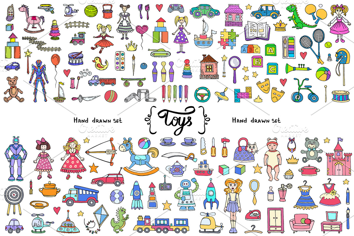 Vector set with toys doodles, an Object Graphic by Olga Chuklay (Photo 1 of 2)