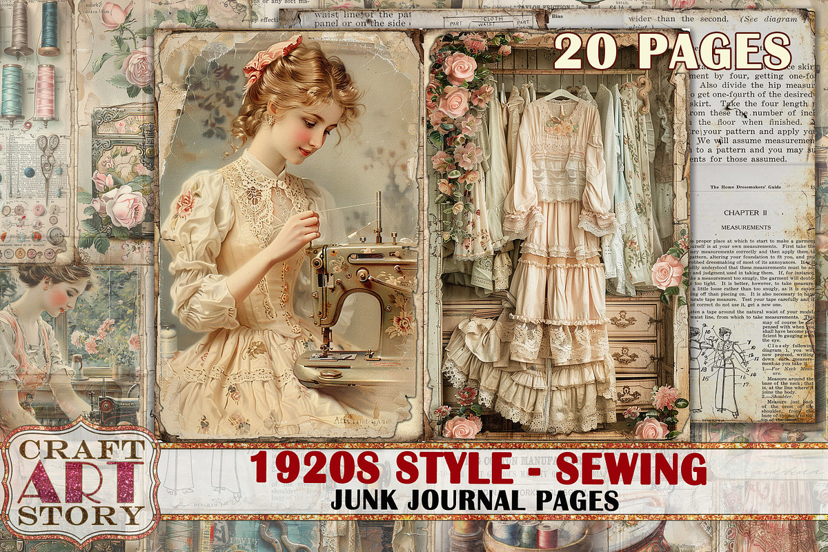 Fashion Junk Journal Kit 1920s style, a Person Illustration by CraftArtStory (Photo 3 of 5)