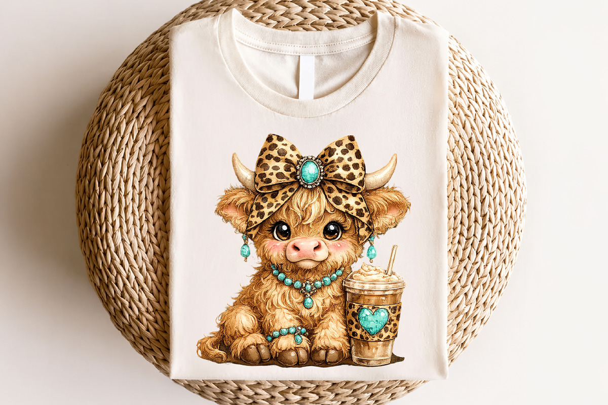 Cute Western Highland Cow Coffee PNG, a Seasonal Illustration by CraftArtStudio (Photo 4 of 4)