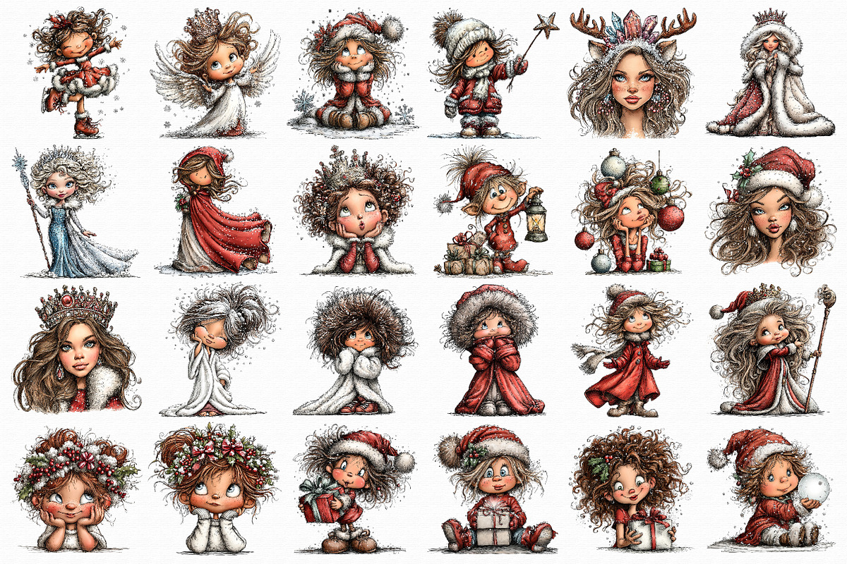 Whimsical Christmas girl Clipart, an Illustration by Libby Wishes (Photo 6 of 7)
