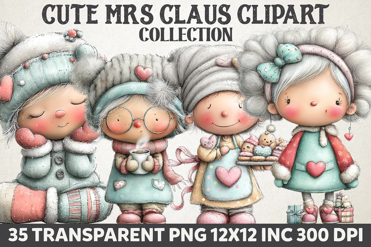Cute Mrs Claus Clipart, an Illustration by RobertsArt (Photo 1 of 7)