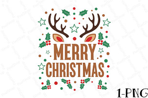 Merry Christmas Retro Reindeer Png, an Illustration by DreamPrint404
