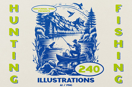 240 Fishing and Hunting illustration, an Illustration by Nocturnal Wolf