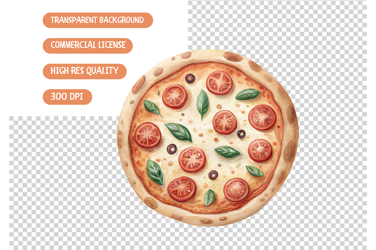 Pizza Party Clipart, Italian Food, an Illustration by TatiMockup (Photo 4 of 5)