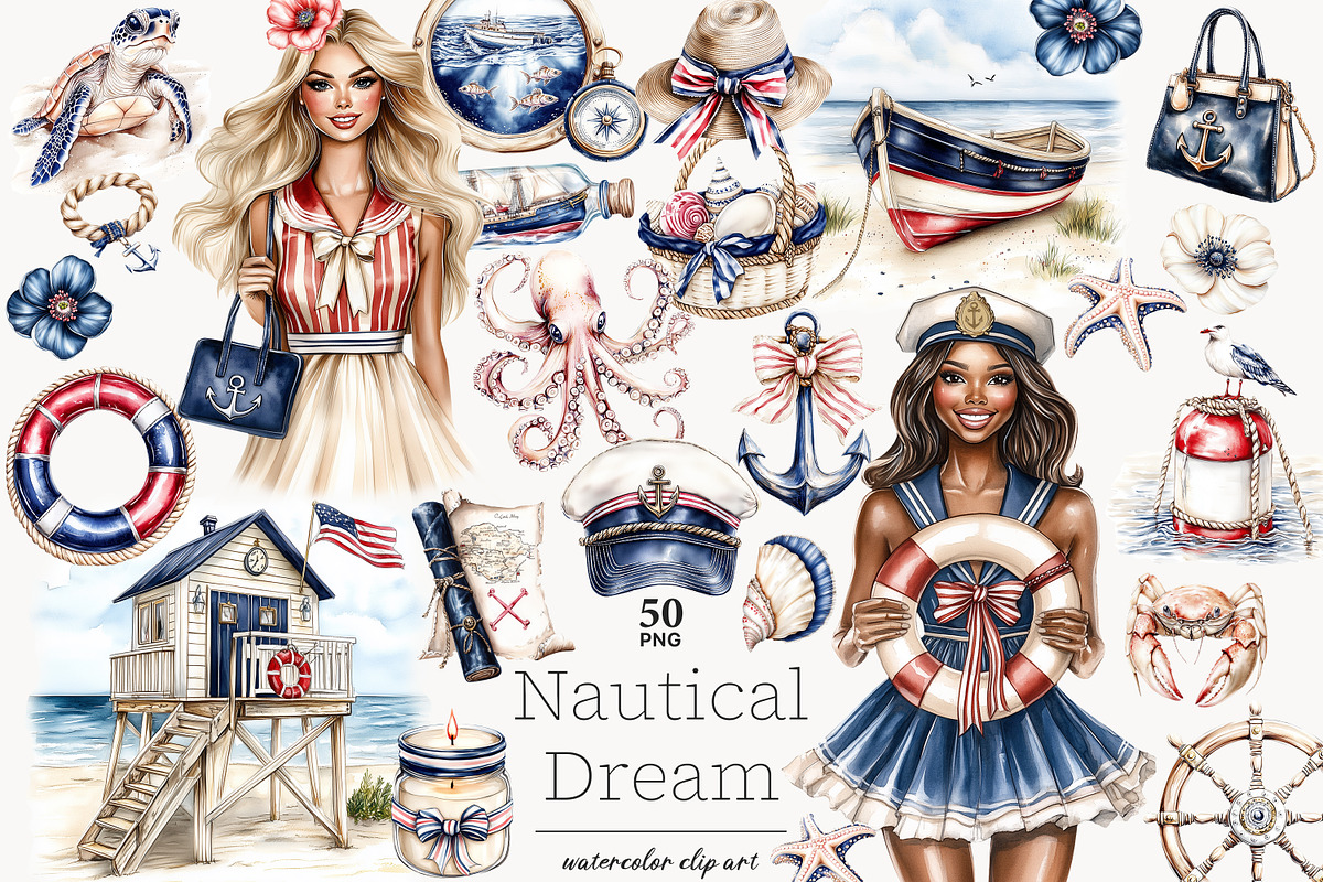 Nautical Clipart PNG, a Person Illustration by GlamArtZhanna (Photo 1 of 8)