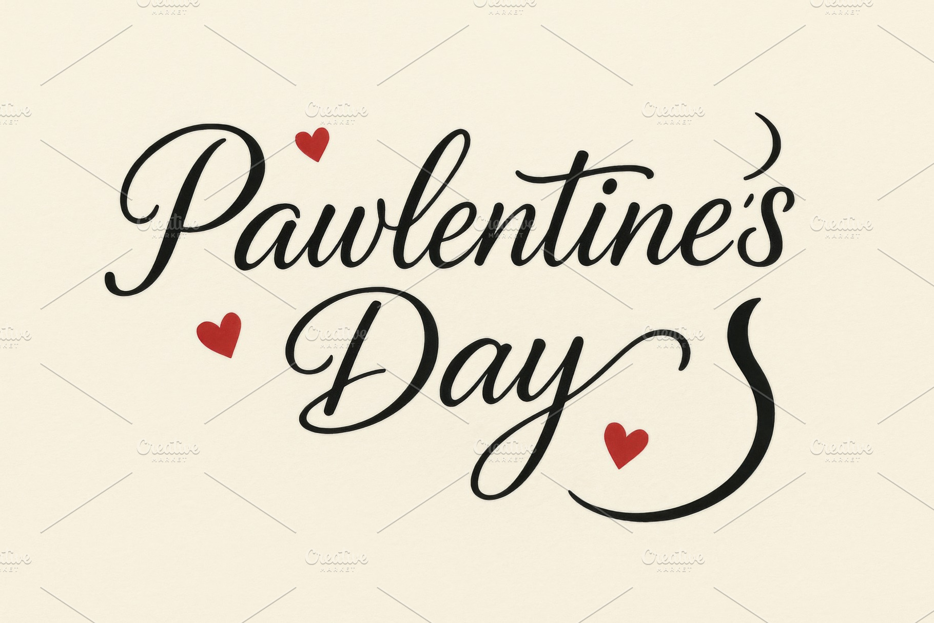 Pawlentines Day text with red hearts, a Photo by Dvoevnore photos