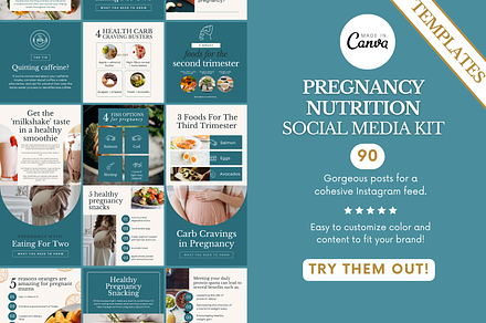 Pregnancy Nutrition Social Templates, a Social Media Template by Ariyah Media