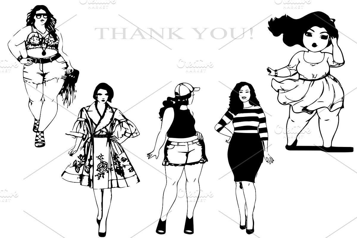 50 fashion body positive girls, a Decorative Illustration by AnastasiyaOleynik (Photo 6 of 6)