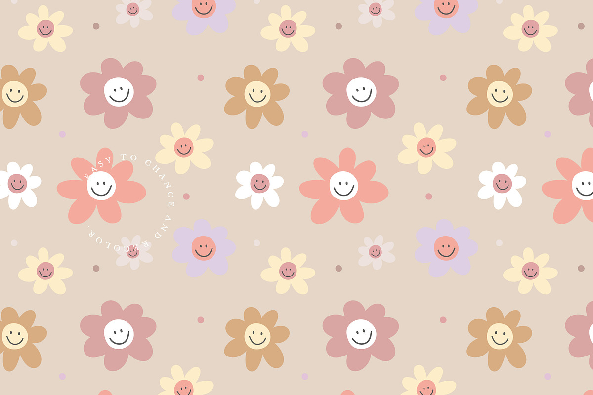 PATTERN SMILE FLOWER / vector & png, a Pattern Graphic by KruthDesign (Photo 6 of 8)
