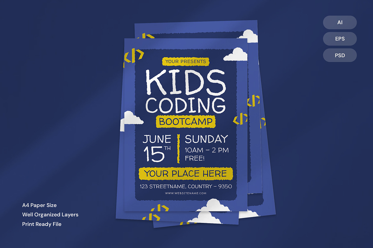 Kids Coding Bootcamp - Flyer, a Poster Template by Izdihaar_Studio (Photo 3 of 3)