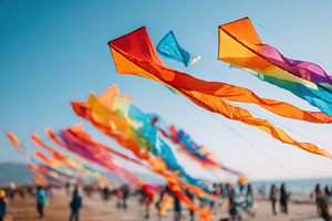 Colorful kites flying at a vibrant festival, an Arts & Entertainment Photo by AlyaAnd