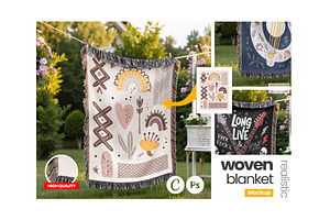 Woven Blanket Mockup Hang