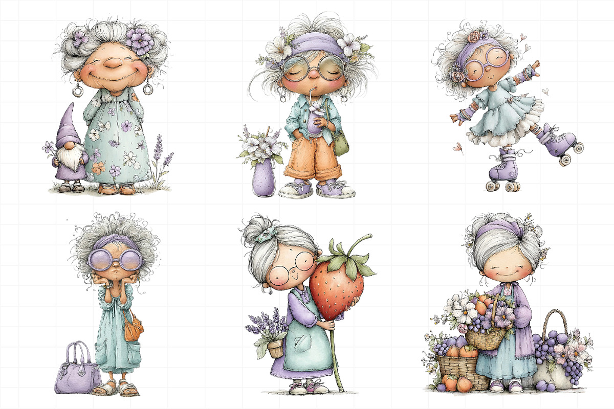 Summer Funny Grandma Clipart, an Illustration by Daily.Designs (Photo 5 of 7)