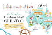 Watercolor Map Creator Wedding, an Illustration by Kaya Fonts (Thumbnail 1 of 23)
