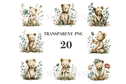 Floral Teddy Bears Clipart, a Decorative Illustration by Pati Charm Studio (Thumbnail 3 of 8)