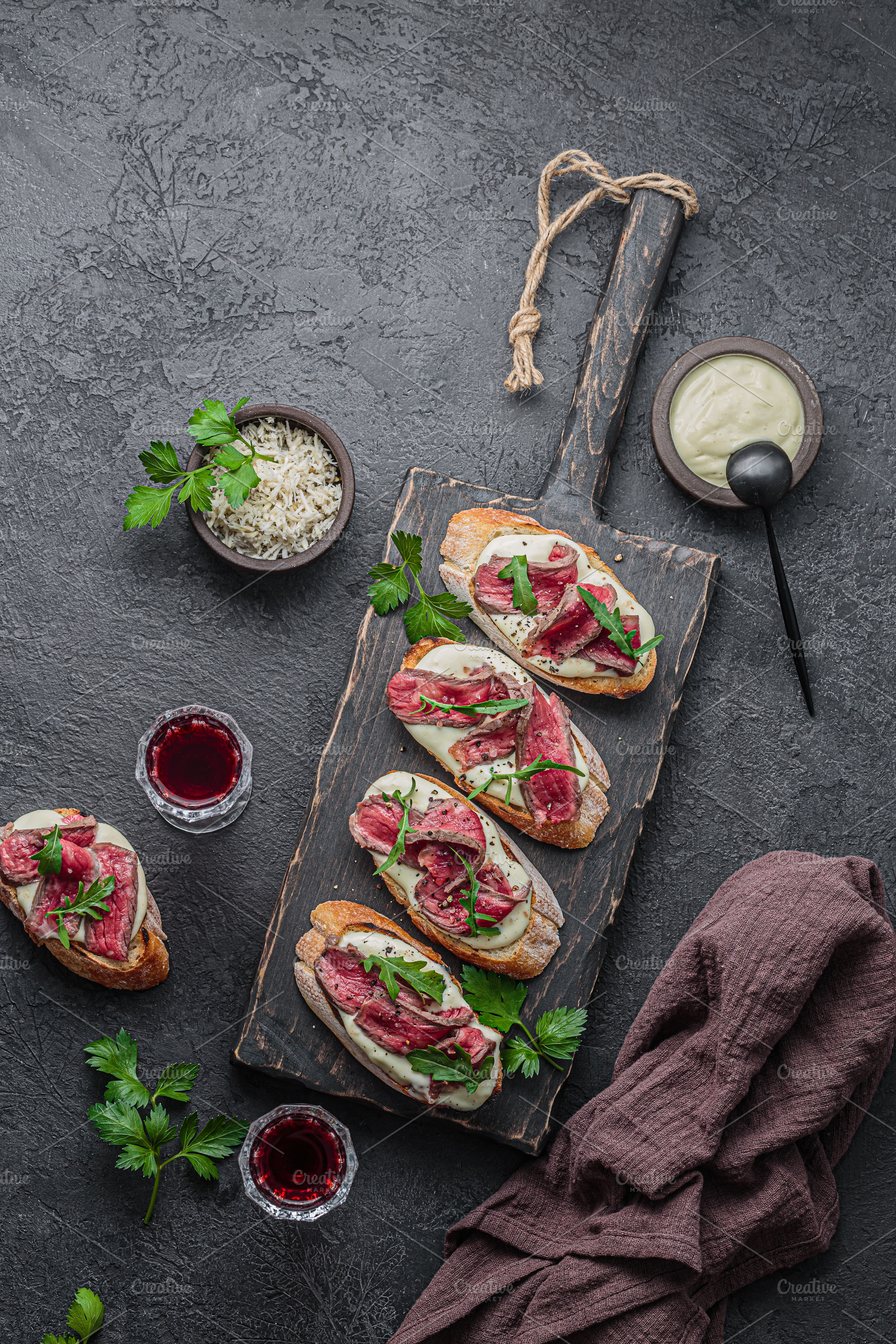 Crostini with beef tartare and stock photo containing beef and crostini, a Food & Drink Photo by Konstantin K.