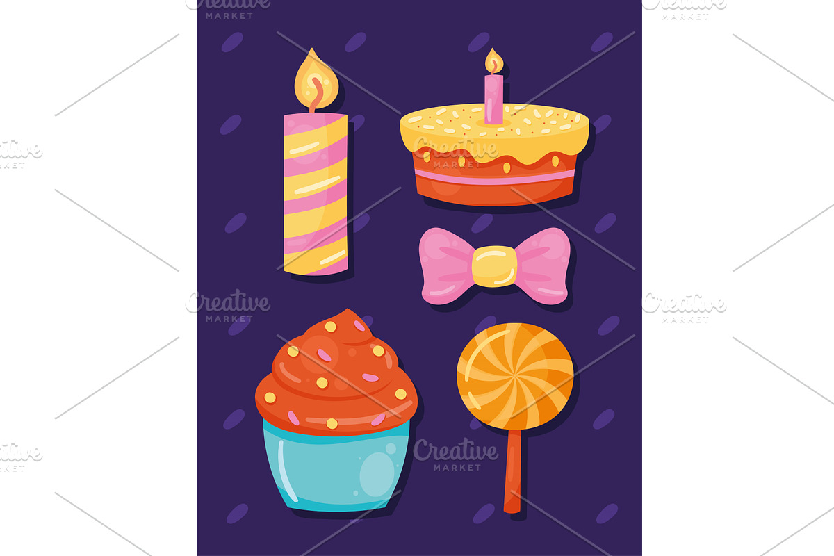 five party celebration icons, an Illustration by studiogstock