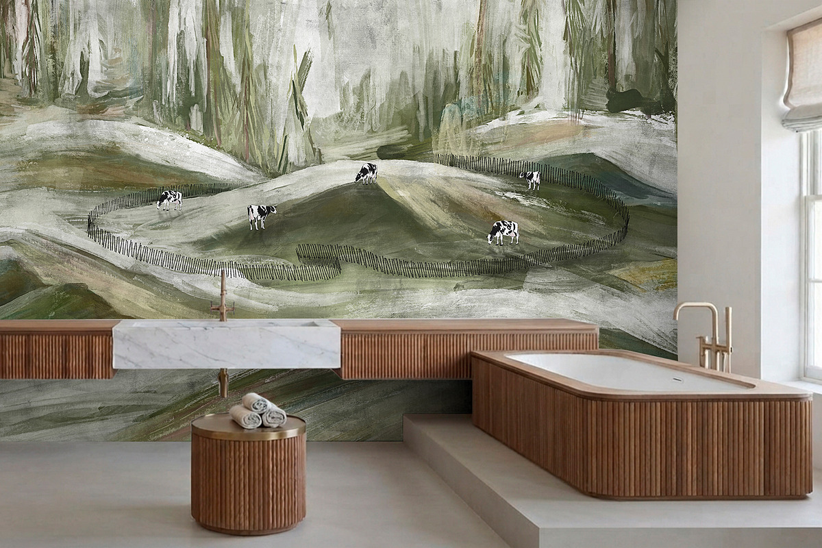 Countryside Hills & Cows Wallpaper, a Wallpaper Graphic by apollinariia_shop (Photo 8 of 13)