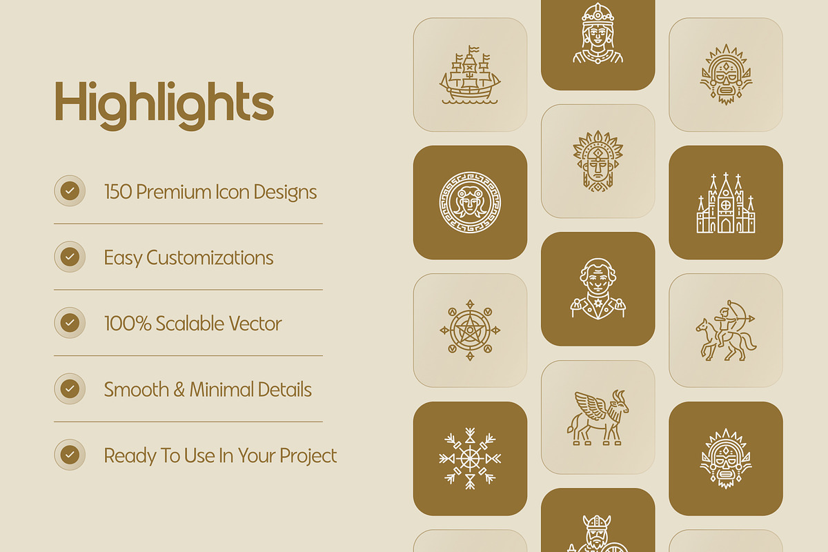 Historical Icons Set, an Outline Icon by Prosymbols (Photo 2 of 8)