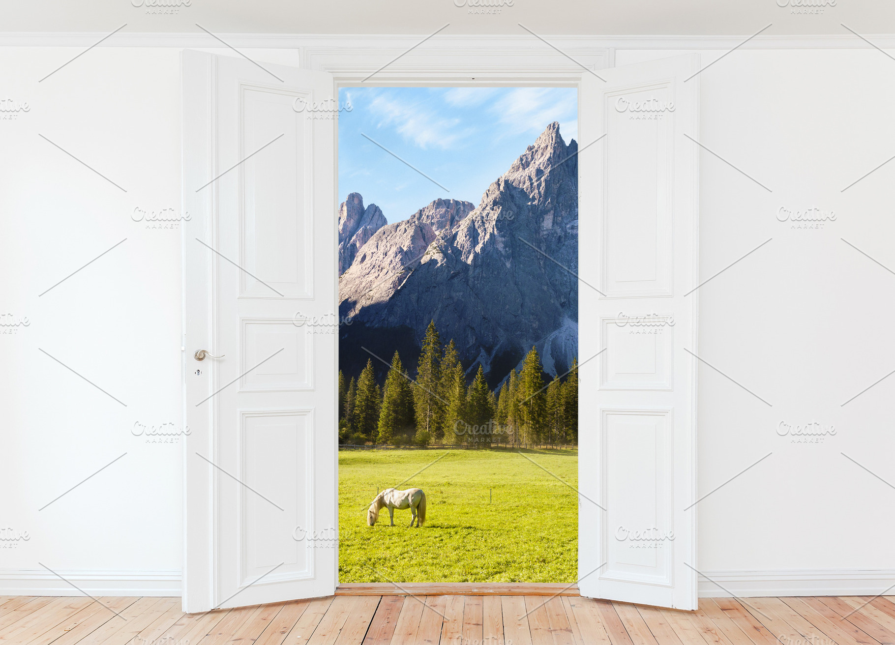 Open door with mountains landscape, a Nature Photo by BOOCYS