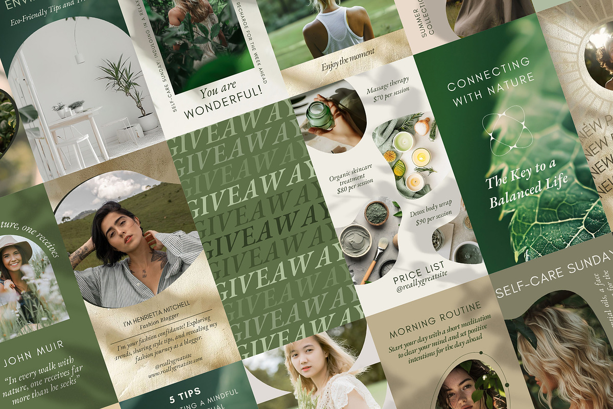 Natural Harmony Social Kit Templates, a Social Media Template by Elena Dorosh (Photo 5 of 13)