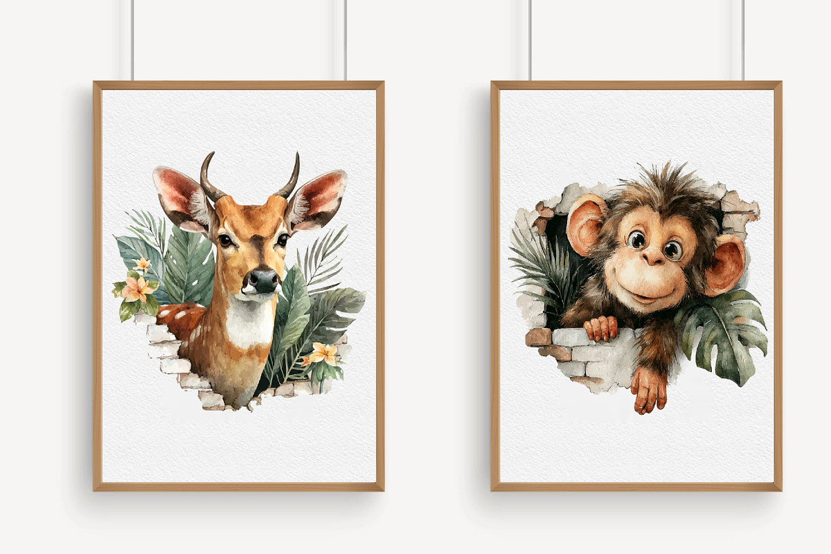 Jungle Animals in Hole Watercolour, an Illustration by Libby Wishes (Photo 5 of 7)