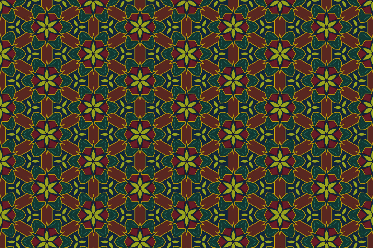 Geometric Floral Tiles Pattern, a Pattern Graphic by Mightyfire