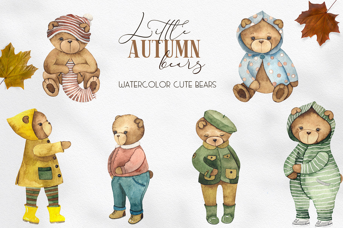 Little Autumn Bears. Watercolor, an Object Graphic by Ana-Sakuta (Photo 2 of 12)