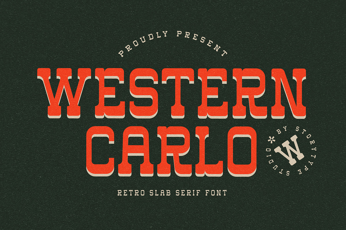 Western Carlo Retro Slab Serif Font, a Slab Serif Font by Storytype Studio (Photo 1 of 15)