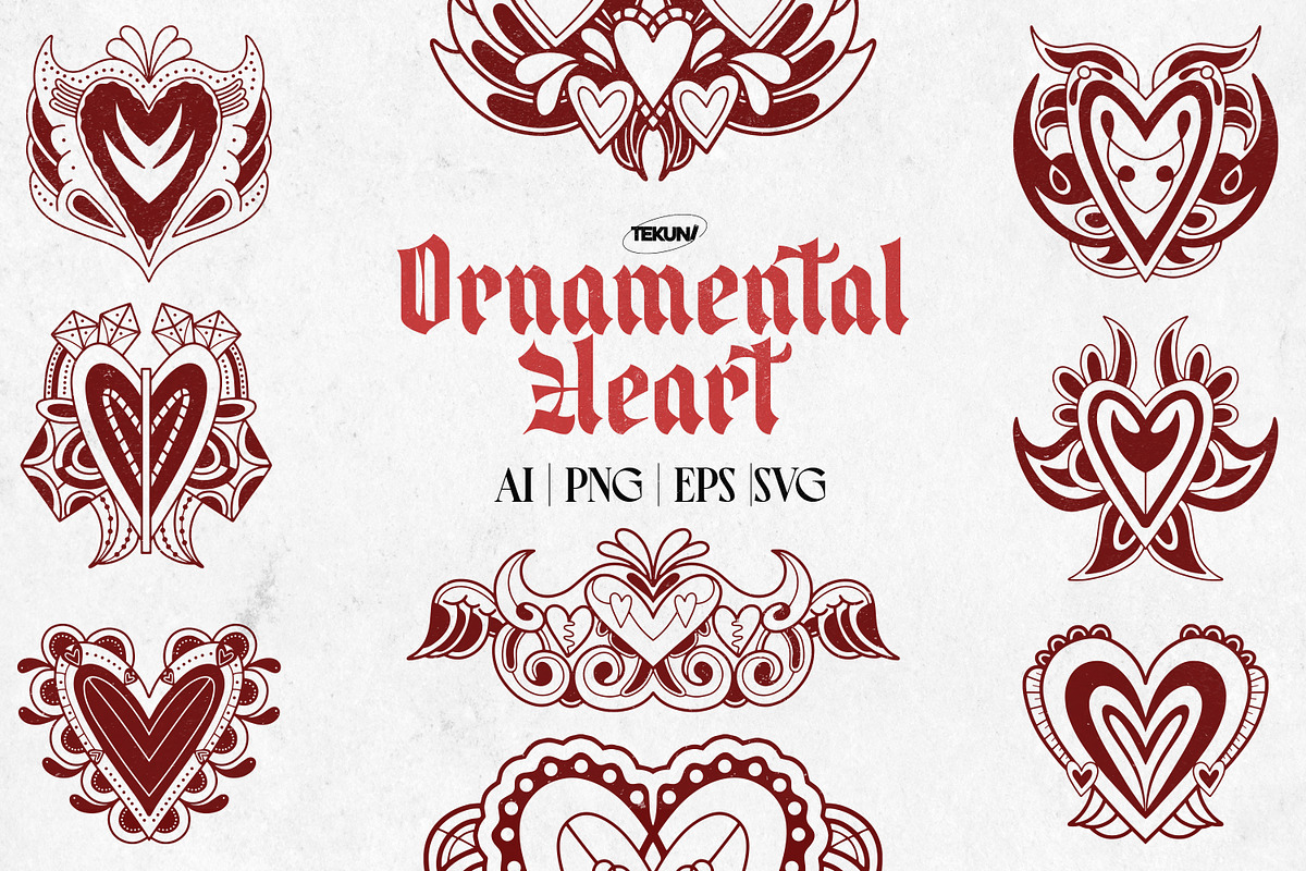 Ornamental Heart Hand Drawn, a Decorative Illustration by Tekuni (Photo 1 of 13)