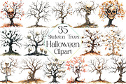 Collage Skeleton Trees Halloween Cli, an Illustration by DreamPrint404 (Thumbnail 1 of 5)