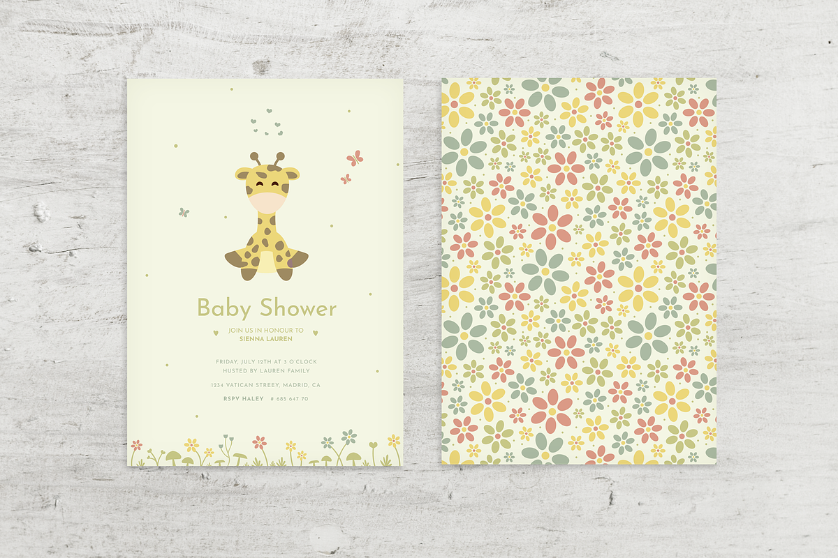 Baby Giraffe | Baby Shower Invite, an Invitation Template by Mercato del Sole (Photo 2 of 3)