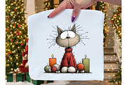 Whimsical Christmas Cat Clipart PNG, an Illustration by Dream Creation (Thumbnail 6 of 8)