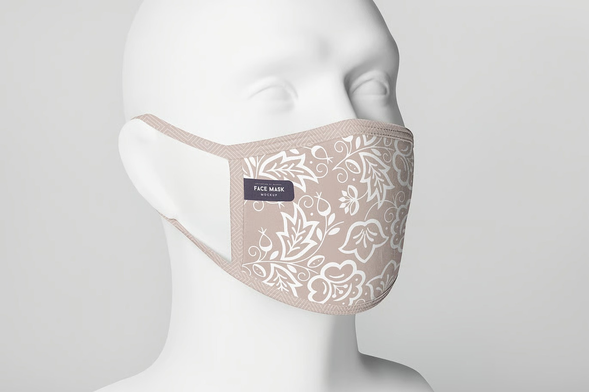 Half Turn Face Mask Mannequin Mockup, a Mask Mockup by DesignRushMarket (Photo 1 of 2)
