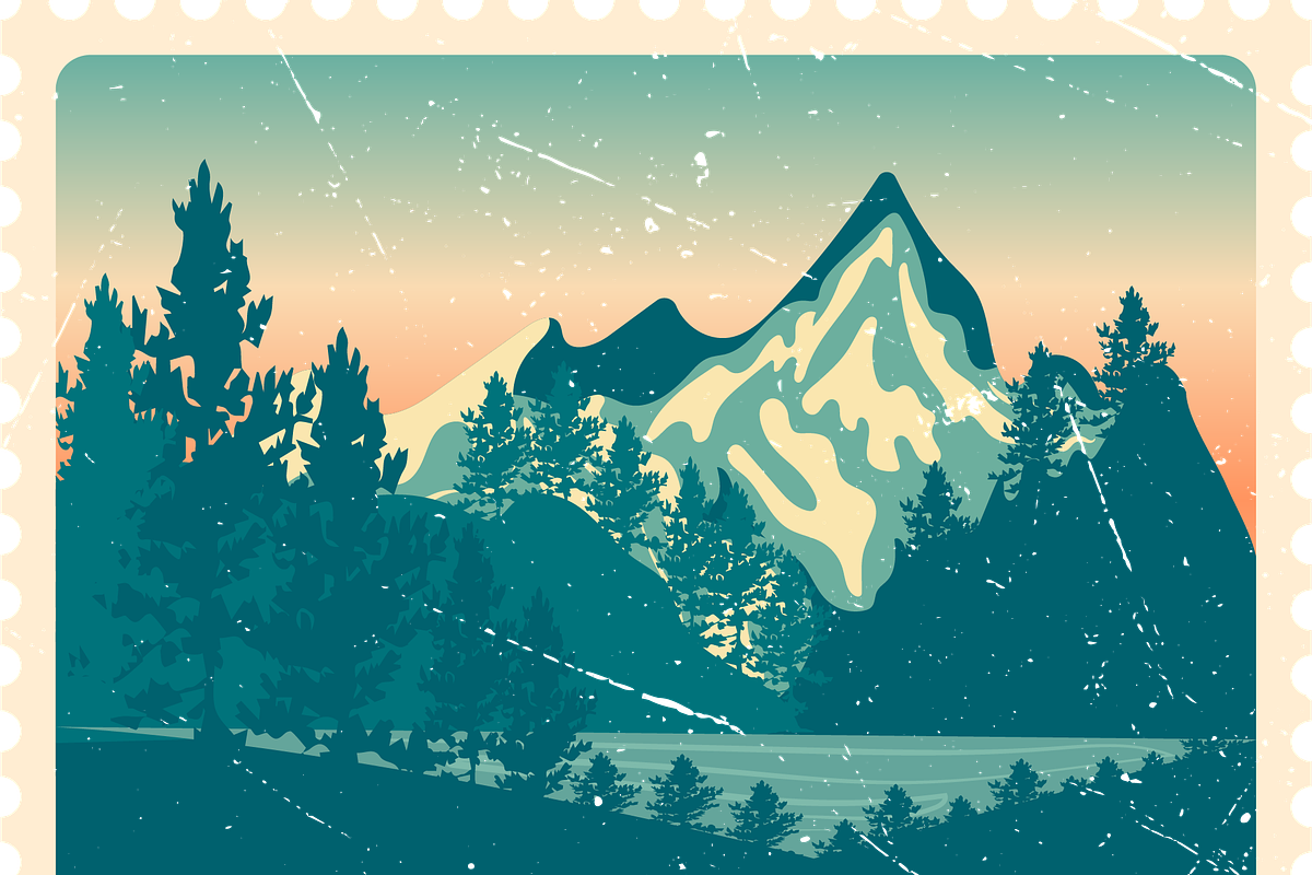 Landscapes Postage Stamp Collection, a Seasonal Illustration by JYa_Design (Photo 3 of 5)