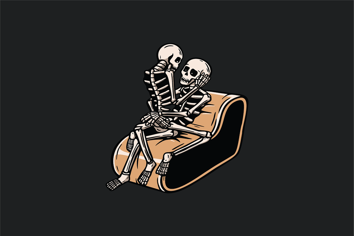 Skeletons in Love on Couch, an Illustration by nomlimo.com (Photo 1 of 3)