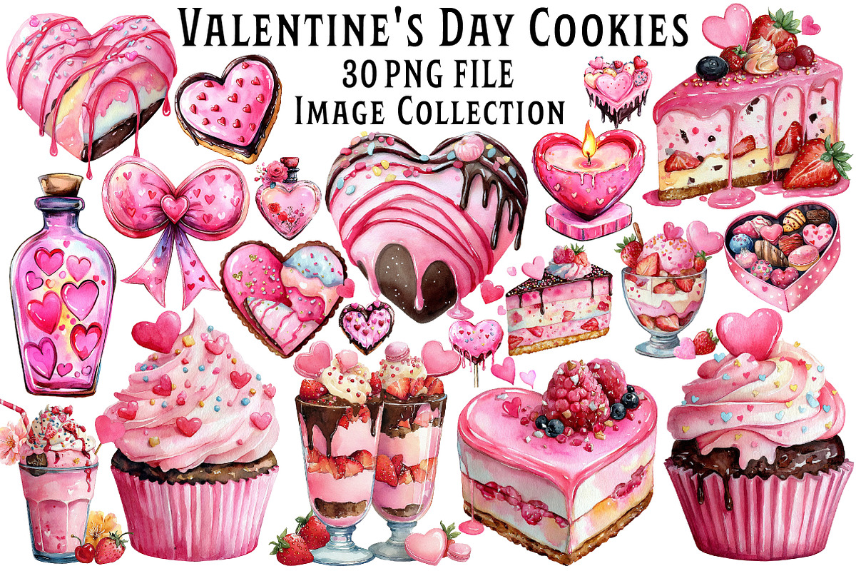 Watercolor Valentine's Sweets Clipar, an Illustration by Dream Creation (Photo 1 of 4)