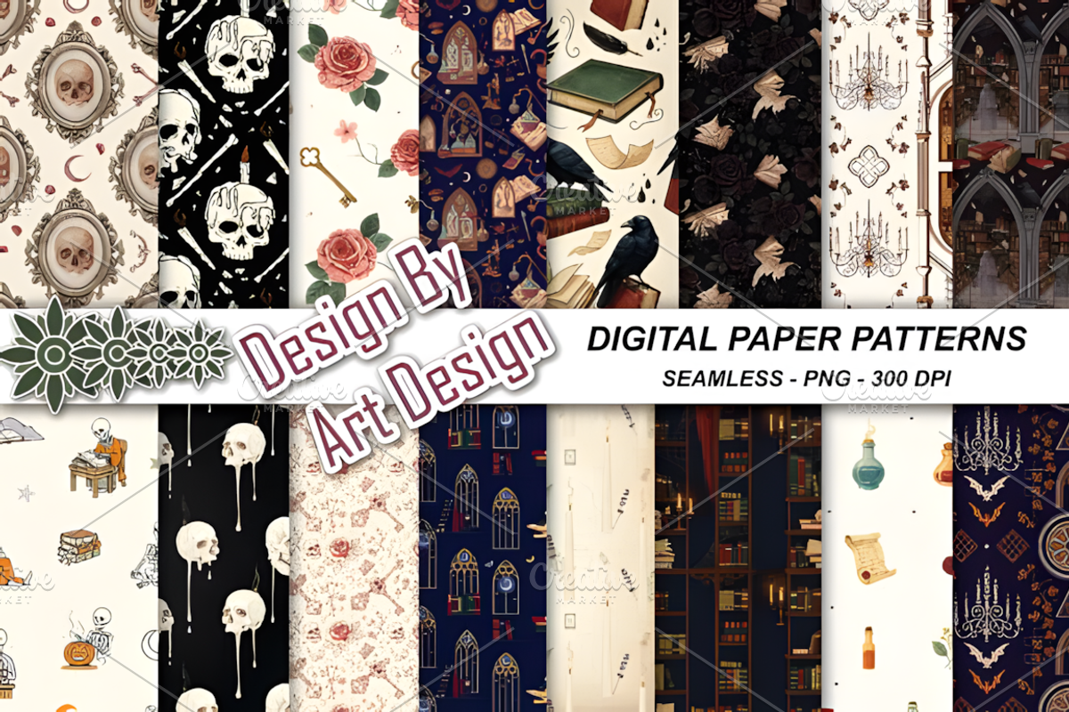 Dark Academia Halloween Pattern, a Pattern Graphic by Design Station (Photo 1 of 4)