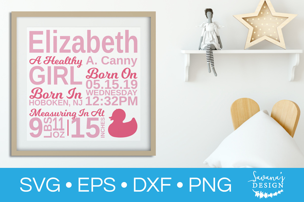 Birth Stats SVG Birth Announcement, an Illustration by SavanasDesign (Photo 2 of 4)