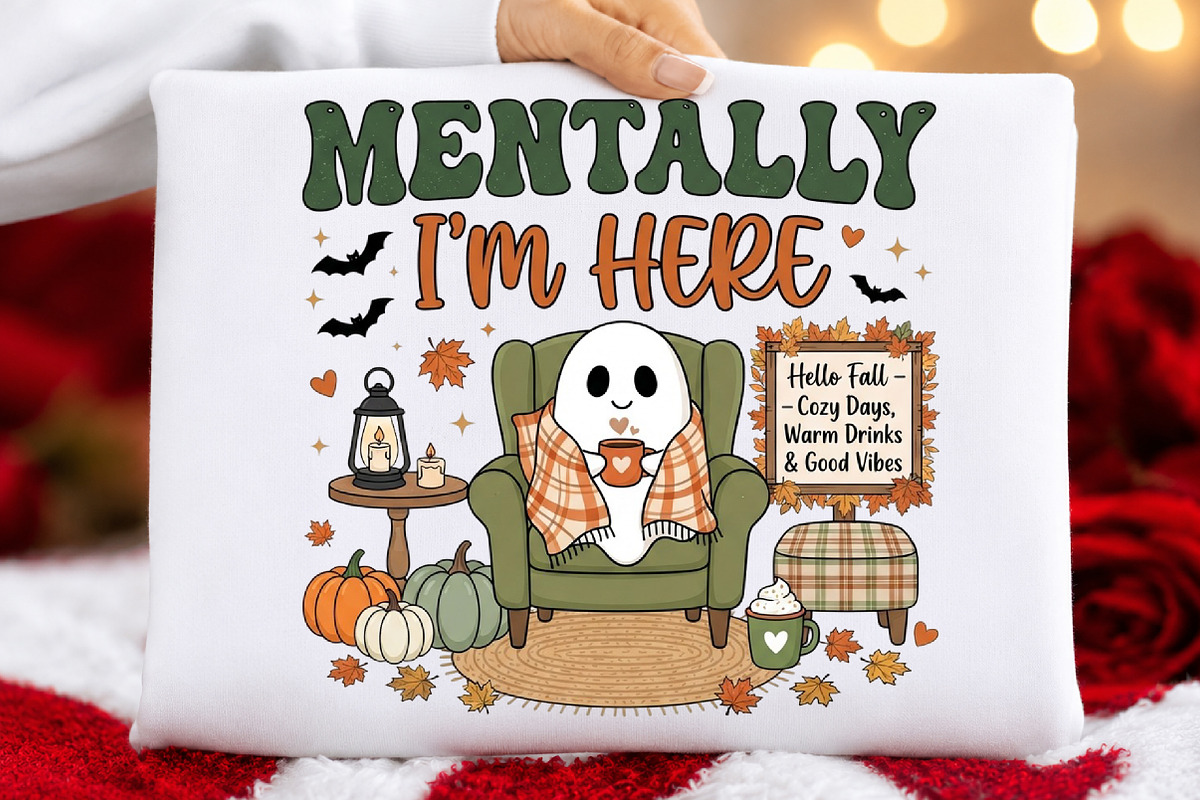 Mentally Cozy Ghost Halloween PNG, a Seasonal Illustration by DreamCafeArt (Photo 5 of 7)
