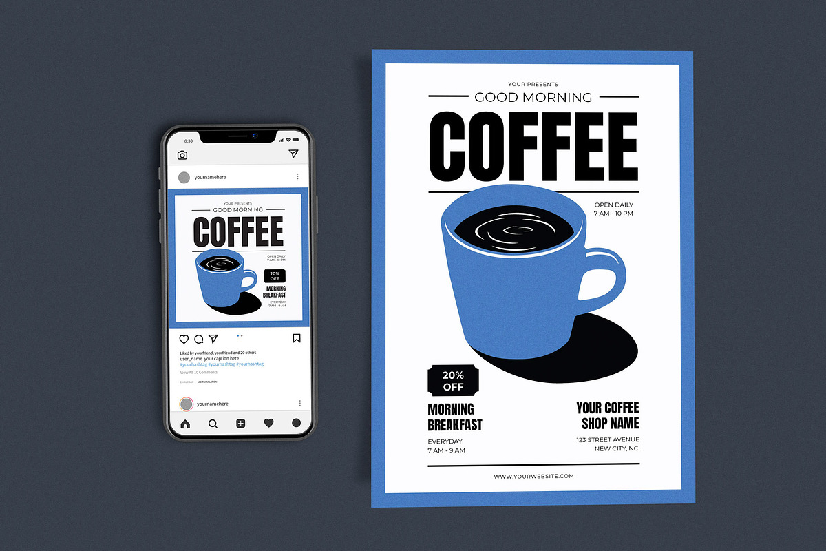 Classic Blue Coffee Shop, a Flyer Template by Me55enjah Design (Photo 1 of 4)