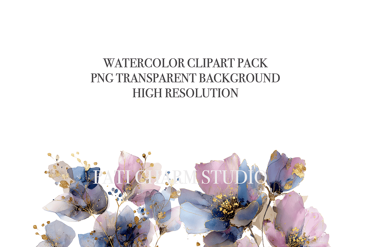 10 Navy Abstract Floral Clipart, an Illustration by Pati Charm Studio (Photo 5 of 8)