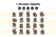 Wombat Clipart Set, an Animal Illustration by Palau (Thumbnail 8 of 10)