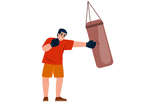 Boxer training with punching bag, a Sport Illustration by pikepicture