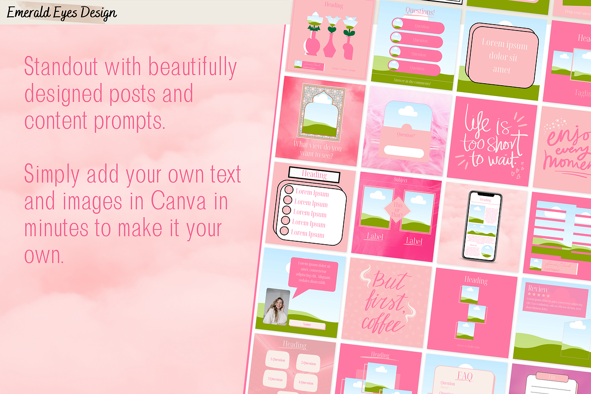 455 Canva Pink Instagram Template, a Social Media Template by Emerald Eyes Design (Photo 8 of 12)