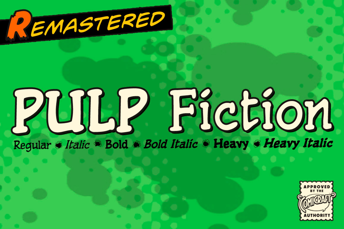Pulp Fiction, a Serif Font by Comicraft Fonts (Photo 1 of 5)