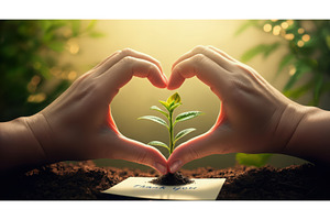 Hands forming a heart shape around a, an Illustration by tilialucida