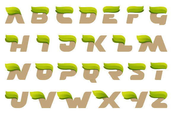Eco Alphabet With Green Leaves