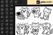 160 Procreate Kawaii Cat Stamps, a Brush Add-On by DrawingStoryShop (Thumbnail 4 of 6)